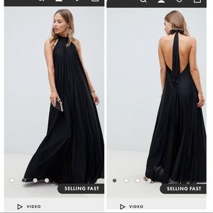 ASOS Vanessa Backless Halter Pleated Maxi Dress